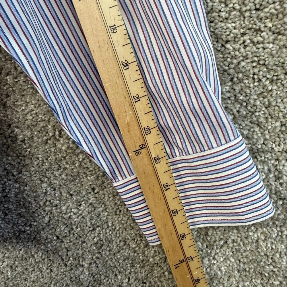 Banana Republic Mens Large Slim Fit Striped Dress Shirt Red Blue White NEW